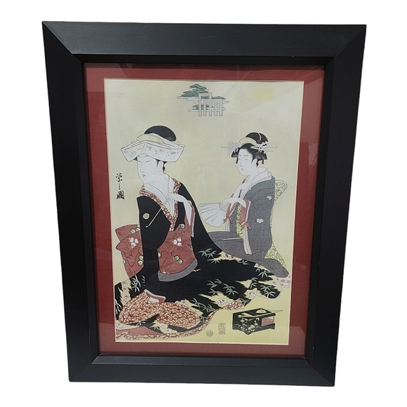 Utamaro Ukio-e Ha Gashu Matted and Framed Vintage Woodblock Print - Picture 1 of 4